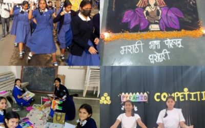 Flannel board, Rangoli, Drawing, Pyramid competitions and Marathi Bashan was held on 24.01.23